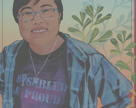 Painting of Lydia X. Z. Brown with t-shirt that says Disabled and Proud