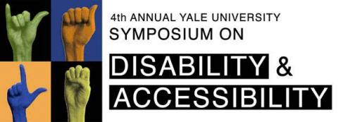 Logo for the 4th Annual Yale Symposium on Disability & Accessibility, Hand spelling of Yale. 