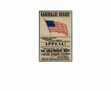 A US flag, with words Garibaldi Guard above, and appeals for 250 men