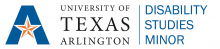 "Logo of the University of Texas Arlington Disability Studies Minor - includes an "A" with a star in the middle"