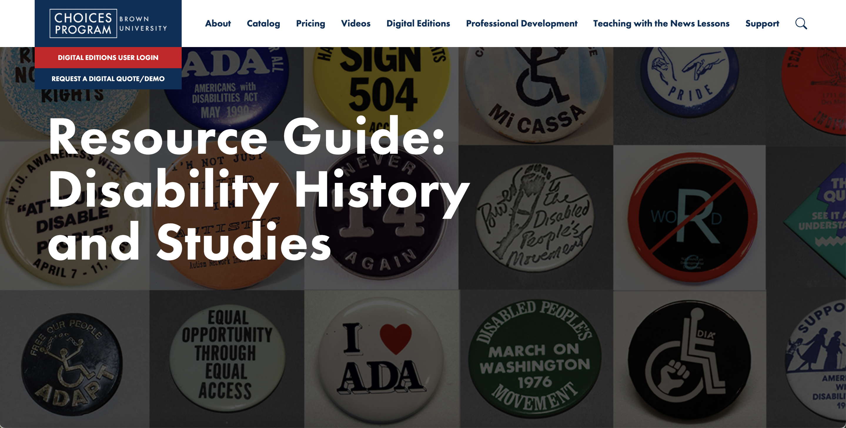 Logo of the Brown University Choices program - Resource Guide: Disability History and Studies 