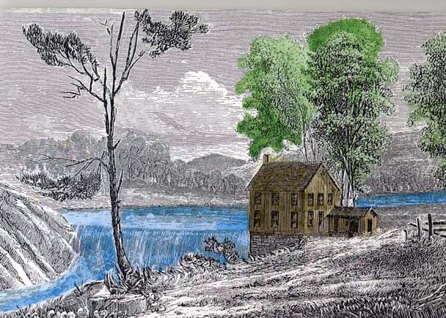 woodcut, mill site