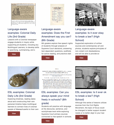 Images from the six teaching resources with titles