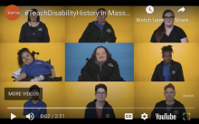 A diverse group of people with disabilities appear in this screen cap from the Easterseals Massachusetts film